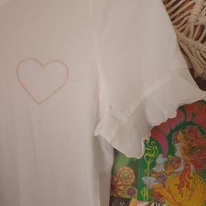 LC Lauren Conrad lettuce edge sleeved stitched heart tshirt